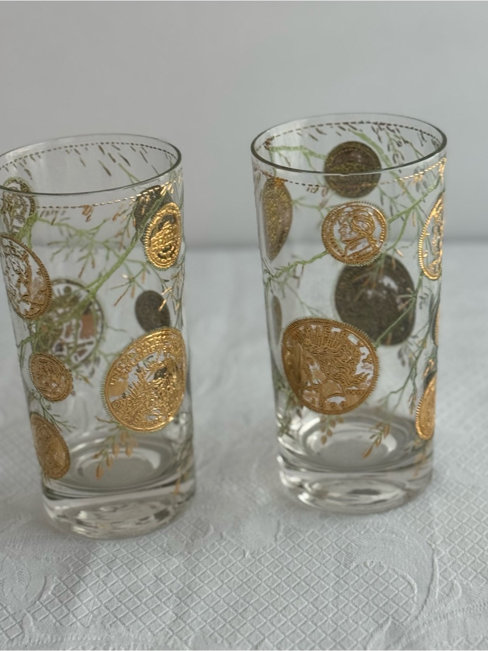 Vintage Culver Midas 22K Gold Coin Highball Glasses (Set of 2) Barware - Picture 4 of 15